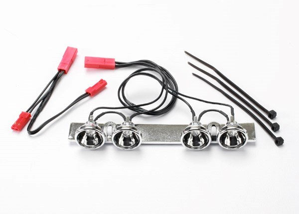 Traxxas 5684 - LED light bar (chrome) (fits Summit roll cage)/ light harness (4 clear lights)/ harness adapter (769104117809)
