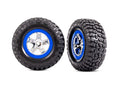 Traxxas SCT Chrome Blue Beadlock Assembled 4WD F/R RC Wheel & Tyre Set