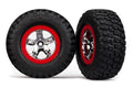 Traxxas Assembled Glued SCT Red Beadlock 2WD Front RC Wheel & Tyre Set (×2)