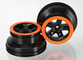 Traxxas 5870X - Wheels SCT Black Orange Beadlock Style Dual Profile (2.2" outer 3.0" inner) (2WD front) (2) (769266188337)