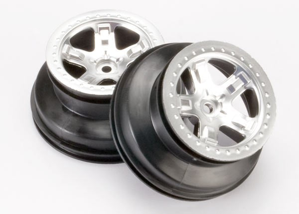 Traxxas 5872 - Wheels Sct satin chrome beadlock style dual profile (2.2" outer 3.0" inner) (4WD front/rear 2WD rear only)
