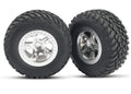 Traxxas Assembled Glued SCT Satin Chrome Beadlock 2WD Front RC Wheel & Tyre Set