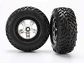 Traxxas Assembled Glued SCT Satin Black Beadlock 2WD Front RC Wheel & Tyre Set