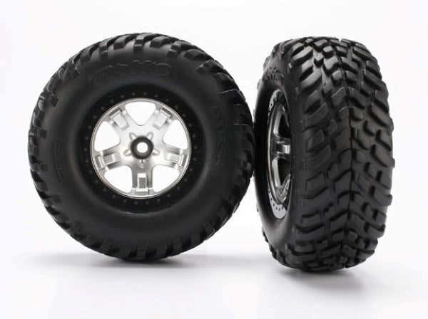 Traxxas Assembled Glued SCT Satin Black Beadlock 2WD Front RC Wheel & Tyre Set