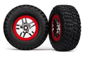 Traxxas Assembled Glued SCT Chrome Red Beadlock 2WD Front RC Wheel & Tyre Set