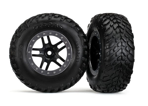 Traxxas 5889R - Tires & Wheels Assembled Black Satin Chrome Beadlock (789133197361)