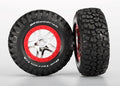 zTraxxas 5975A - Tires & wheels assembled glued SCT chrome red beadlock style (2) (front/rear) (769269268529)