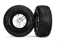 Traxxas 5975X - Tires & Wheels Glued Satin Chrome Black Beadlock Style (2) (Front/Rear) (9118034886893)