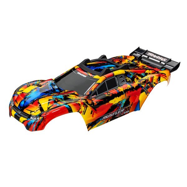 Traxxas 6718R - Body Rustler 4x4 VXL Solar Flare (painted decals applied) (assembled)