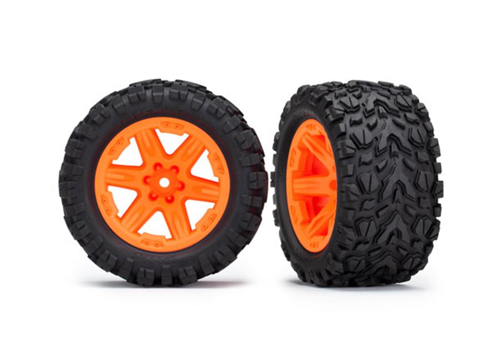 Traxxas 6773A - 2.8' RXT orange wheels Talon Extreme tires (2) (7650676834541)
