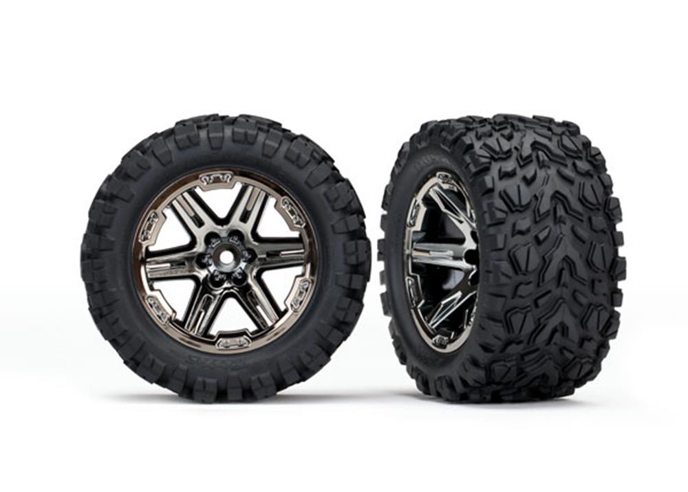 Traxxas 6774X - 2.8' RXT black chrome wheels Talon Extreme tires foam inserts (2) (7637908390125)