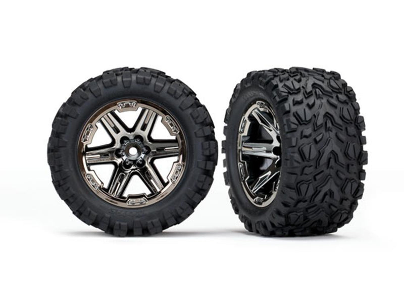 Traxxas 6774X - 2.8' RXT black chrome wheels Talon Extreme tires foam inserts (2) - Hobby City NZ