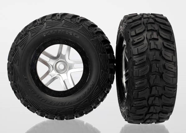 Traxxas Assembled Glued SCT Chrome Black Beadlock RC Wheel & Tyre Set (4WD f/r 2WD r)