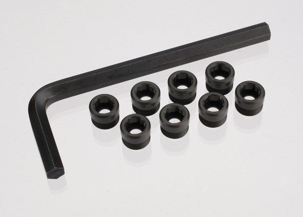 Traxxas 7033X - Aluminum caps pivot ball (threaded aluminum hard-anodized with PTFE-coating) (8)/ hex wrench 5mm (769277394993)