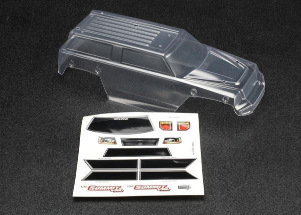 Traxxas 7211 - Body 1/16 Summit (clear requires painting)/ grille lights decal sheet