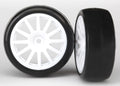 Traxxas 7572 - Tires & Wheels Assembled Glued (12-Spoke White Wheels slick tires) (2) (8827961606381)