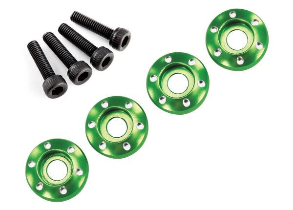 Traxxas 7668G - Wheel Nut Washer Machined Aluminum Green / 3X12Mm Cs (4) (769283620913)