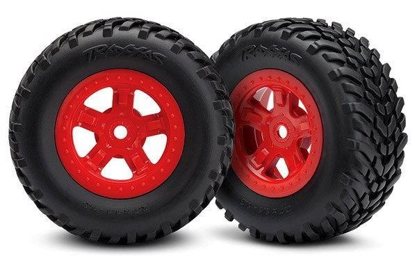 Traxxas 7674R - Sct Red Wheels Sct Off-Road Racing Tires (1 Each Right & Left) (9118035673325)