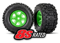 Traxxas 7774G Tires & wheels assembled X-Maxx green wheels (8120448155885)