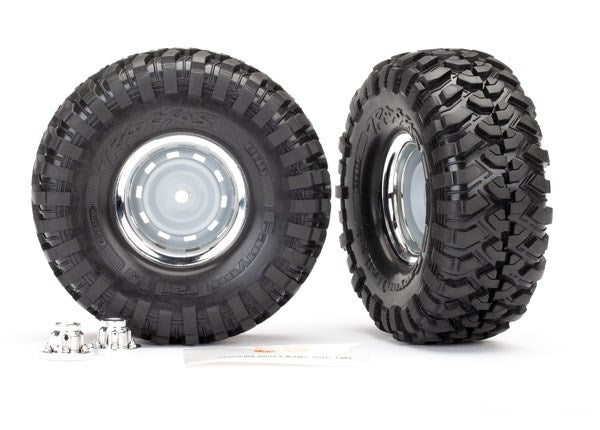 Traxxas 8166 1.9' chrome wheels Canyon Trail tires (requires #8255A extended stub axle)