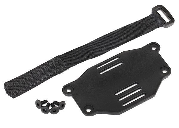 Traxxas 8223 - Battery plate/ battery strap/ 3x8 flathead screws (4) (requires #8072 inner fenders) - Hobby City NZ
