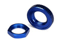 Traxxas 8345 - Servo saver nuts aluminum blue-anodized (hex (1) serrated (1)) (9118035902701)