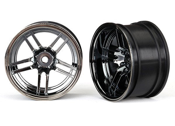 Traxxas 8372 - Wheels 1.9" Split-Spoke (Black Chrome) (Wide Rear) (2)