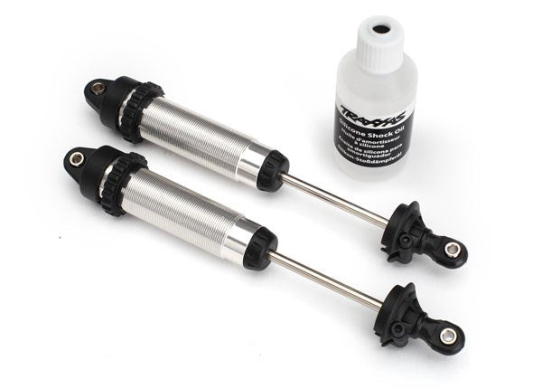 Traxxas 8460 - Shocks Gtr 139Mm Silver Aluminum (Fully Assembled W/O Springs) (Rear Threaded) (2) (789142339633)