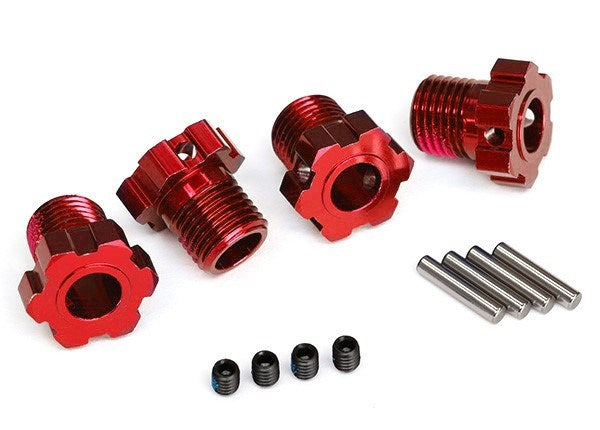 Traxxas 8654R - Wheel Hubs Splined 17Mm (Red-Anodized) (4)/ 4X5 Gs (4) 3X14Mm Pin (4)