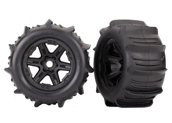 Traxxas 8674 black 3.8' wheels paddle tires (2) (7637917270253)
