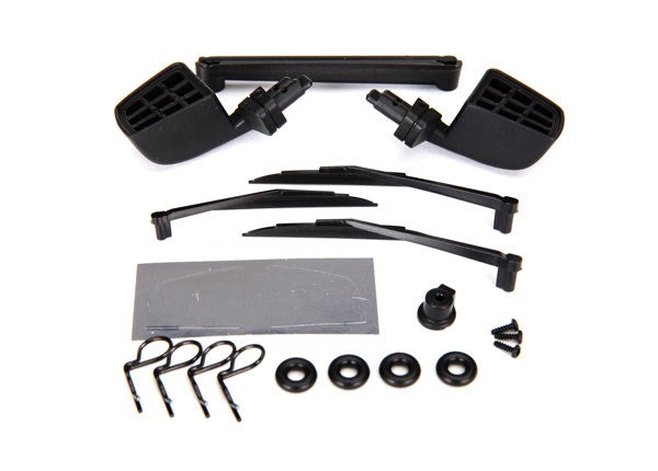 Traxxas 8817 - Mirrors side black (left & right) windshield wipers left right & rear (7650723823853)