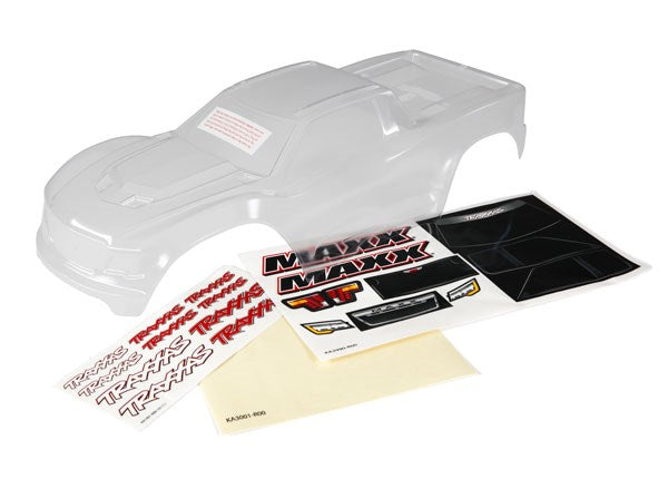 Traxxas 8911 Body Maxx (clear requires painting)/ window masks/ decal sheet (8120446288109)