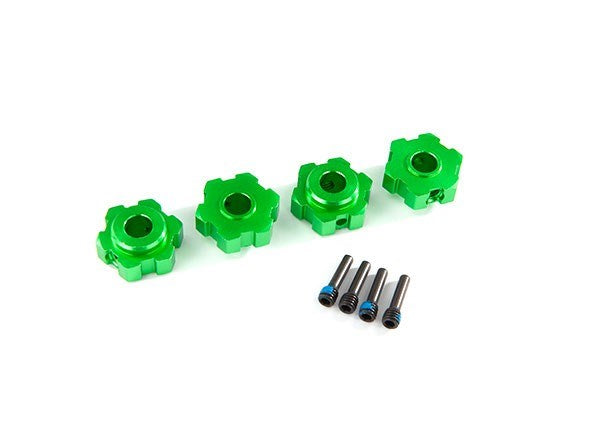 Traxxas 8956G Wheel hubs hex aluminum (green-anodized) (4)/ 4x13mm screw pins (4) (7654627901677)