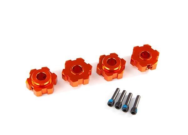 Traxxas 8956T Wheel hubs hex aluminum (orange-anodized) (4)/ 4x13mm screw pins (4) - Hobby City NZ