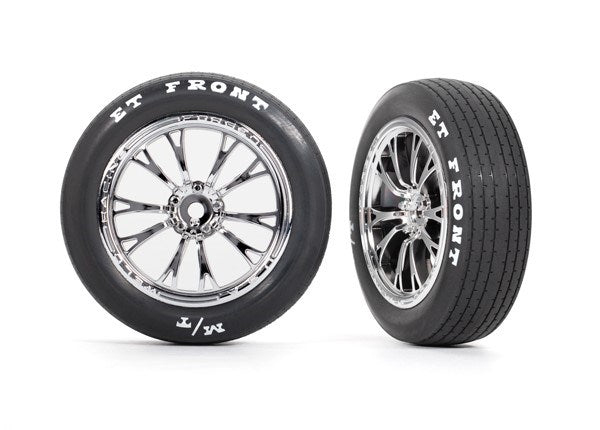 Traxxas 9474R Tires And Wheels Assembled Glued (Weld Chrome Wheels Tires Foam Inserts) (Front) (2) - Hobby City NZ