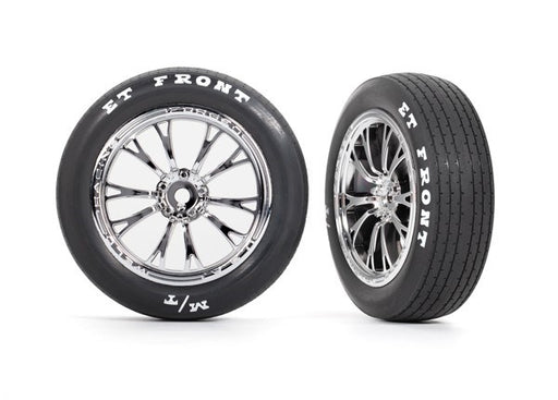 Traxxas 9474R Tires And Wheels Assembled Glued (Weld Chrome Wheels Tires Foam Inserts) (Front) (2) - Hobby City NZ