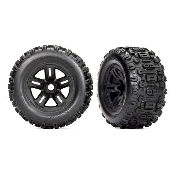 Traxxas 9672 3.8" Black wheels Sledgehammer tires (2) - Hobby City NZ