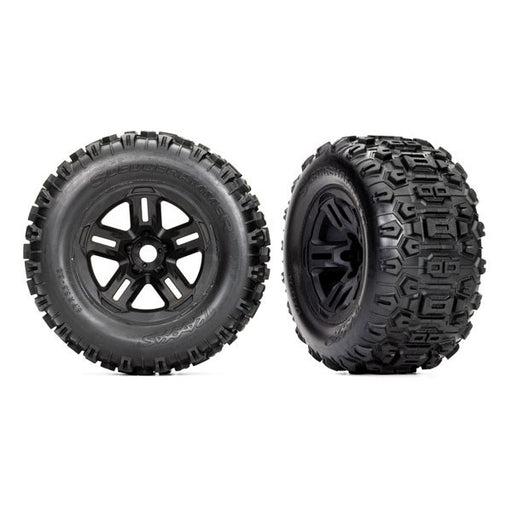 Traxxas 9672 3.8" Black wheels Sledgehammer tires (2) - Hobby City NZ