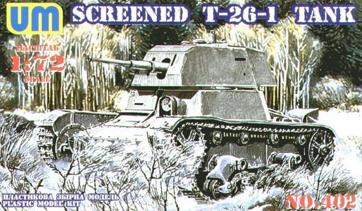 Unimodel 402 1/72 T-26-1 LIGHT TANK WITH CONICAL TURRET AND ADD-ON ARMOR (8967486537965)