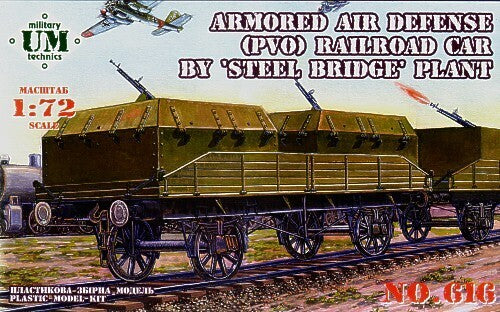Unimodel 616 1/72 Armored Air Defense (PVO) Railroad car by steel bridge plant (8967487029485)