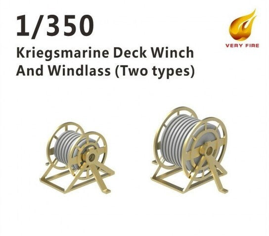 Very Fire VFDKM04 1/350 Kriegsmarine deck winch and windlass 2 types (22 sets) - Hobby City NZ (8967487619309)