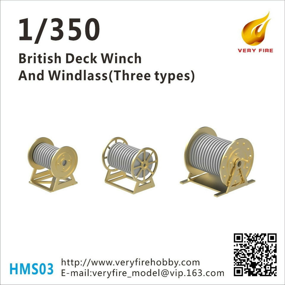 Very Fire VFHMS03 1/350 British deck winch and windlass 3 types (23 sets) (8967487750381)
