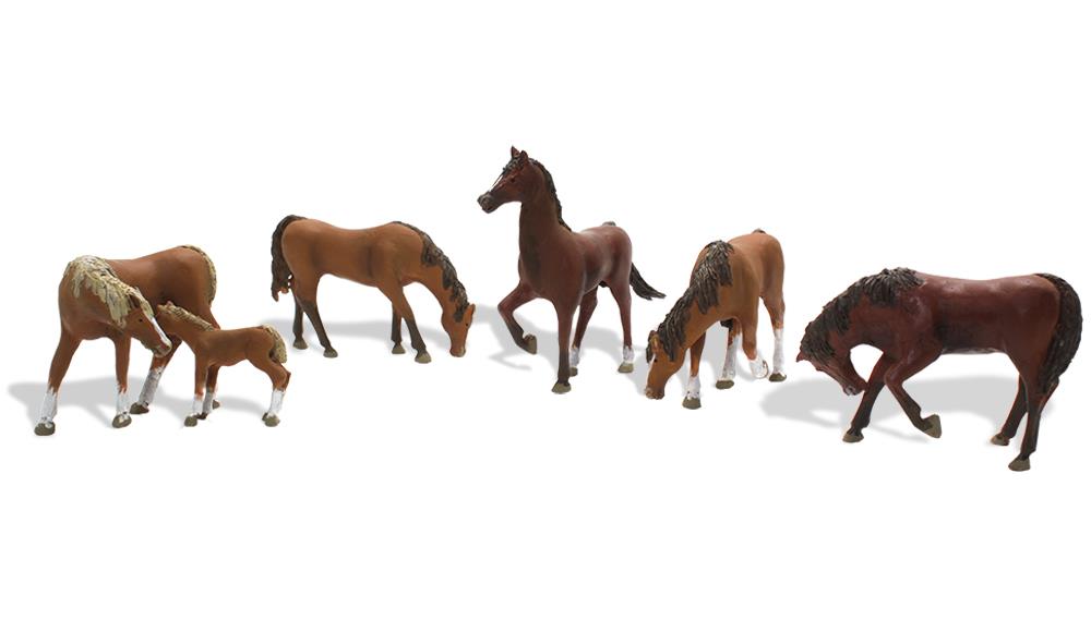 Woodland Scenics A1842 HO Scenic Accents: Chestnut Horses (7540634157293)
