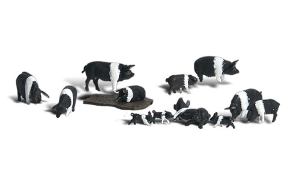 Woodland Scenics A1864 HO Scenic Accents: Hampshire Pigs - HO Scale (7540614299885)