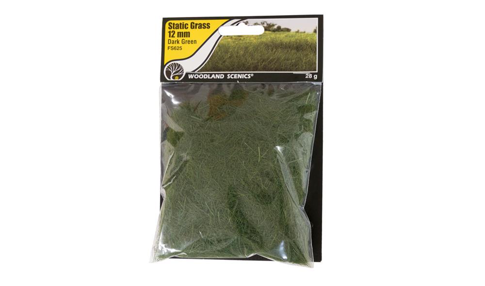 Woodland Scenics FS625 Static Grass Dark Green 12mm (7650688729325)