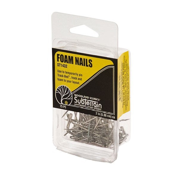 Woodland Scenics ST1432 Foam Nails - 2" (75 pcs) (7540610826477)