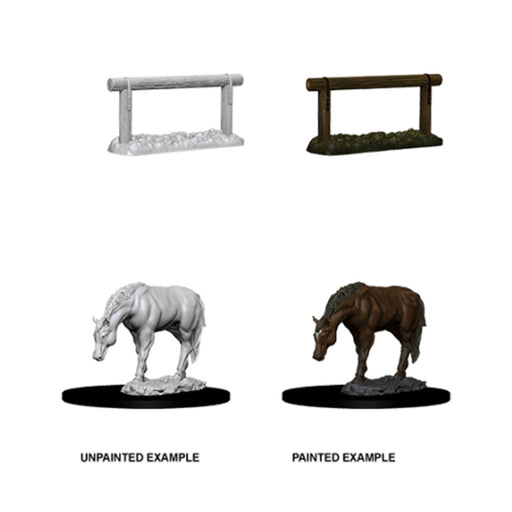 WizKids 73862 Deep Cuts Unpainted Miniatures: Horse & Hitch (9003807736045)