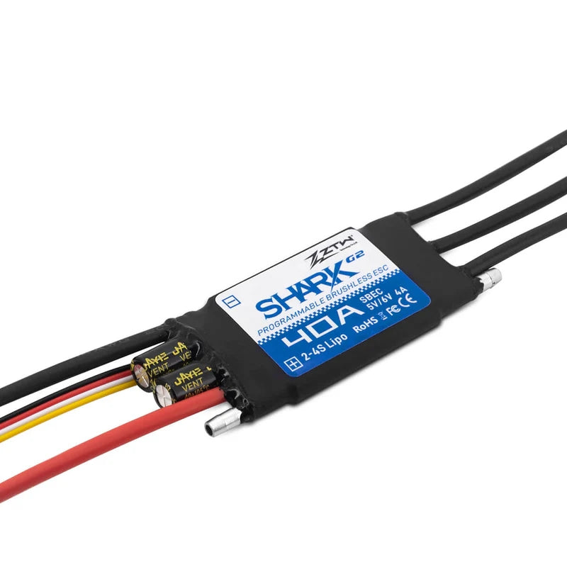 ZTW ZTW-7040210 Shark 40A G2 Brushless Marine Boat ESC, 2-4s Lipo, Adjustable 8A SBEC 69x33x9mm XT60 Plug (9255897596141)