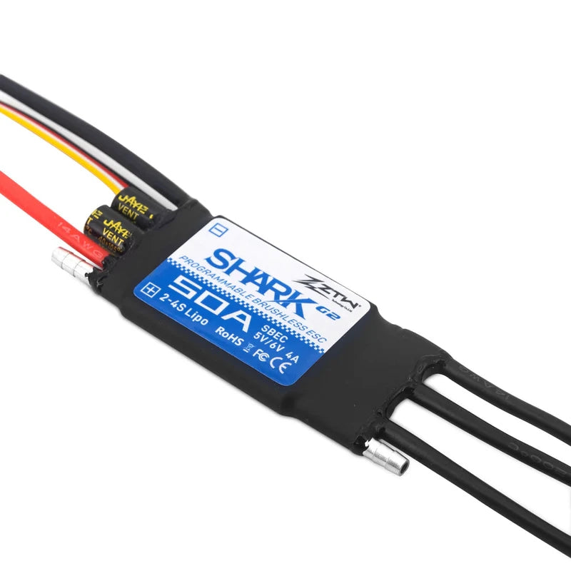 ZTW ZTW-7060210 Shark 60A G2 Brushless Marine Boat ESC, 2-6s Lipo, Adjustable 8A SBEC 70x41x12mm XT60 Plug (9255897628909)