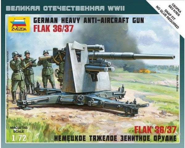 Zvezda 6158 1/72 FlaK 36/37 - German Heavy Anti-Aircraft Gun - Hobby City NZ